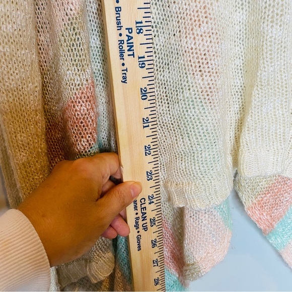 Hi-Lo Striped Open Front Waterfall Cardigan Knit Kimono - Picture 7 of 11